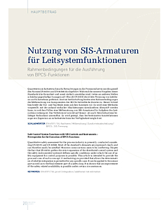 Nutzung von SIS-Armaturen für Leitsystemfunktionen