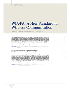 WIA-PA: ein neuer Standard für drahtlose Kommunikation