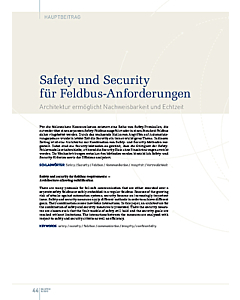 Safety und Security für Feldbus-Anforderungen