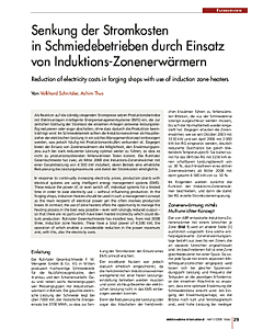 Senkung der Stromkosten in Schmiedebetrieben durch Einsatz von Induktions-Zonenerwärmern
