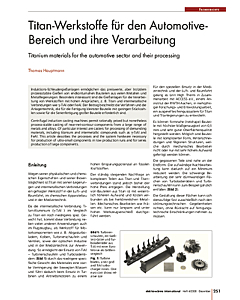 Titan-Werkstoffe für den Automotive-Bereich und ihre Verarbeitung