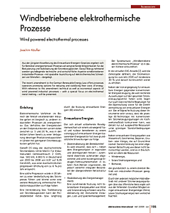 Windbetriebene elektrothermische Prozesse