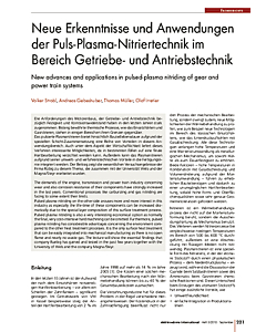 Neue Erkenntnisse und Anwendungen der Puls-Plasma-Nitriertechnik im Bereich Getriebe- und Antriebstechnik