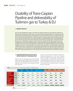 Doability of Trans-Caspian Pipeline and deliverability of Turkmen gas to Turkey & EU