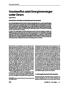 Gesetzesflut setzt Energieversorger unter Strom