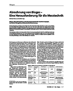 Abrechnung von Biogas - Eine Herausforderung für die Messtechnik