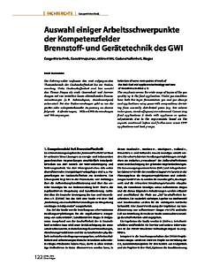 Auswahl einiger Arbeitsschwerpunkte der Kompetenzfelder - Brennstoff- und Gerätetechnik des GWI