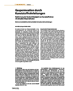 Gaspermeation durch Kunststoffrohrleitungen
