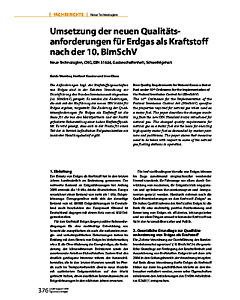 Umsetzung der neuen Qualitätsanforderungen für Erdgas als Kraftstoff nach der 10. BImSchV