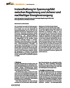 Instandhaltung im Spannungsfeld -zwischen Regulierung und sicherer und nachhaltiger Energieversorgung
