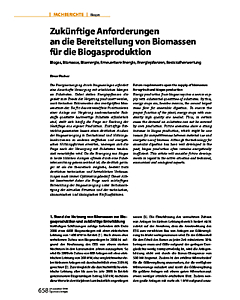 Zukünftige Anforderungen an die Bereitstellung von Biomassen für die Biogasproduktion