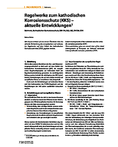 Regelwerke zum kathodischen -Korrosionsschutz (KKS) - aktuelle Entwicklungen
