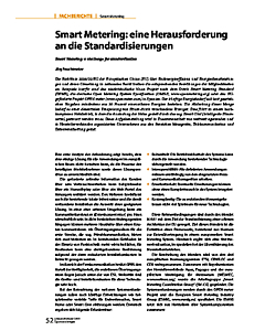 Smart Metering: eine Herausforderung an die Standardisierungen