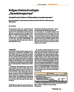 Erdgas-Heiztechnologie "Gaswärmepumpe" Aktuelle Trends, Verfahren, Prüfstandsdaten, Gaswärmepumpen*