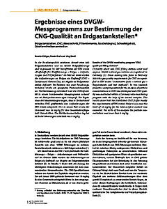 Ergebnisse eines DVGW- Messprogramms zur Bestimmung der CNG-Qualität an Erdgastankstellen*