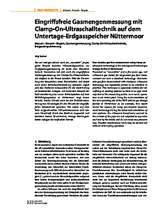 Eingriffsfreie Gasmengenmessung mit Clamp-On-Ultraschalltechnik auf dem Untertage-Erdgasspeicher Nüttermoor