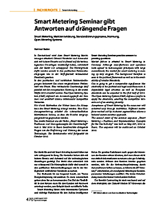 Smart Metering Seminar gibt Antworten auf drängende Fragen