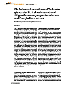 Die Rolle von Innovation und Technologie aus der Sicht eines international tätigen Gasversorgungsunternehmens und Energiedienstleisters