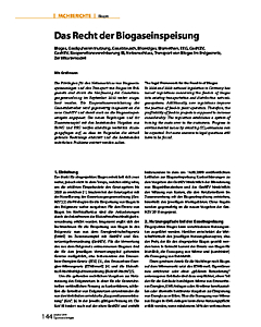 Das Recht der Biogaseinspeisung