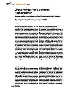"Power to gas" und der neue Rechtsrahmen