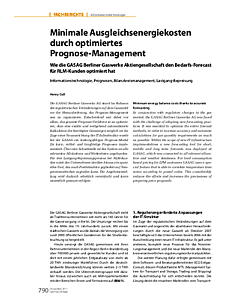 Minimale Ausgleichsenergiekosten durch optimiertes Prognose-Management
