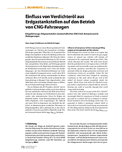 Einfluss von Verdichteröl aus Erdgastankstellen auf den Betrieb von CNG-Fahrzeugen