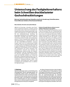 Untersuchung des Festigkeits­verhaltens beim Schweißen druckbelasteter Gashochdruckleitungen