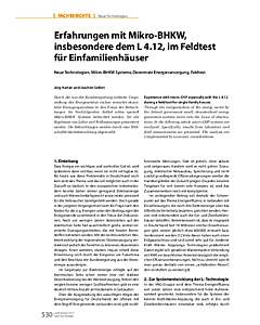 Erfahrungen mit Mikro-BHKW, ­insbesondere dem L 4.12, im Feldtest für Einfamilienhäuser