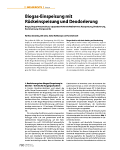 Biogas-Einspeisung mit Rückeinspeisung und Deodorierung