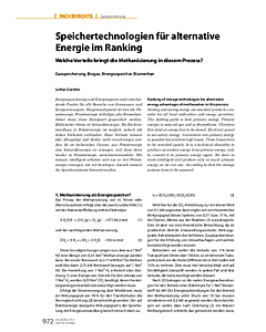 Speichertechnologien für alternative Energie im Ranking