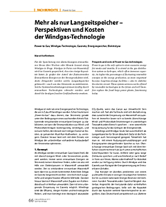 Mehr als nur Langzeitspeicher - Perspektiven und Kosten der Windgas-Technologie