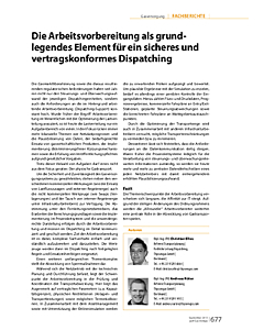 Die Arbeitsvorbereitung als grundlegendes Element für ein sicheres und vertragskonformes Dispatching