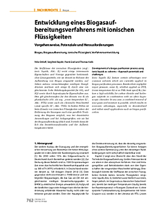 Entwicklung eines Biogasaufbereitungsverfahrens mit ionischen Flüssigkeiten