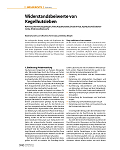 Widerstandsbeiwerte von Kegelhutsieben