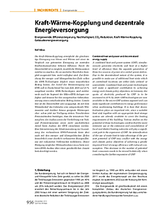 Kraft-Wärme-Kopplung und dezentrale Energieversorgung