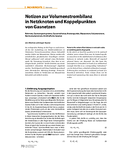 Notizen zur Volumenstrombilanz in Netzknoten und Koppelpunkten von Gasnetzen