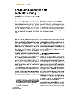 Erdgas und Biomethan als Mobilitätslösung