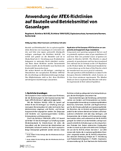 Anwendung der ATEX-Richtlinien auf Bauteile und Betriebsmittel von Gasanlagen