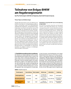 Teilnahme von Erdgas-BHKW am Regelenergiemarkt