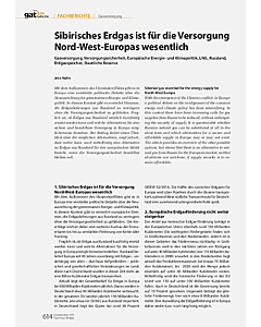 Sibirisches Erdgas ist für die Versorgung Nord-West-Europas wesentlich