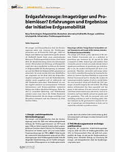 Erdgasfahrzeuge: Imageträger und Problemlöser? Erfahrungen und Ergebnisse der Initiative Erdgasmobilität