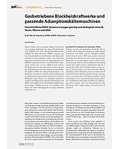 Gasbetriebene Blockheizkraftwerke und passende Adsorptionskältemaschinen