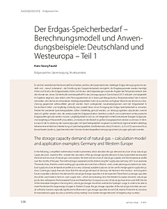 Der Erdgas-Speicherbedarf – Berechnungsmodell und Anwendungsbeispiele: Deutschland und Westeuropa – Teil 1