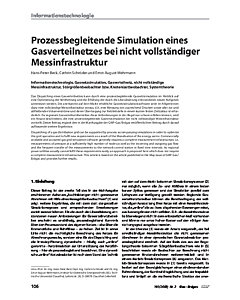 Prozessbegleitende Simulation eines Gasverteilnetzes bei nicht vollständiger Messinfrastruktur