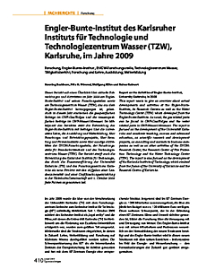 Engler-Bunte-Institut des Karlsruher Instituts für Technologie und Technologiezentrum Wasser (TZW), Karlsruhe, im Jahre 2009