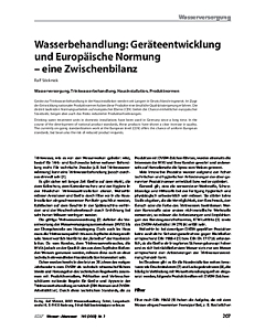 Wasserbehandlung: Geräteentwicklung und Europäische Normung - eine Zwischenbilanz