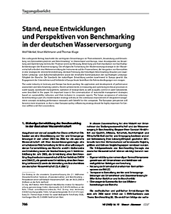 Stand, neue Entwicklungen und Perspektiven von Benchmarking in der deutschen Wasserversorgung