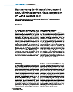Bestimmung der Mineralisierung und DOC-Elimination von Abwasserproben im Zahn-Wellens-Test