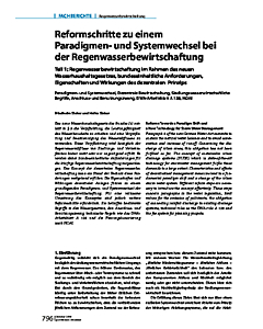 Reformschritte zu einem Paradigmen- und Systemwechsel bei der Regenwasserbewirtschaftung