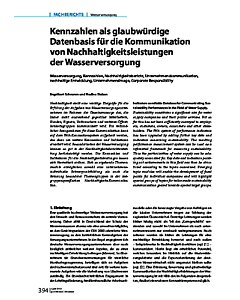 Kennzahlen als glaubwürdige Datenbasis für die Kommunikation von Nachhaltigkeitsleistungen der Wasserversorgung